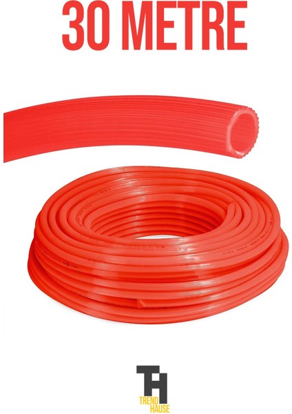 1/2 Silikonlu Dayanıklı Bahçe Hortumu (30 Metre) Kırmızı