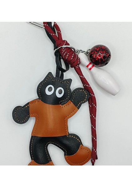 Kedi ve Bowling Topu Anahtarlık-Charm