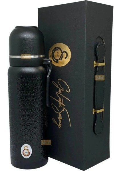 -Galatasaray 587193 Çelik Termos Bardaklı Kapak Siyah 650 ml