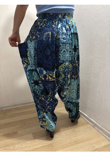 Viskon Basma Kumaş Çiçek Desenli Cepli Şalvar %100 Pamuk 38 Beden 100 Kiloya Kadar indirimleri