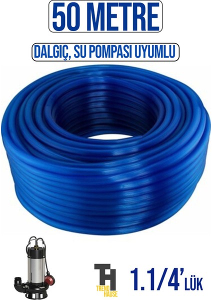 1.1/4 Silikonlu Dayanıklı Bahçe Hortumu (50 Metre) Mavi