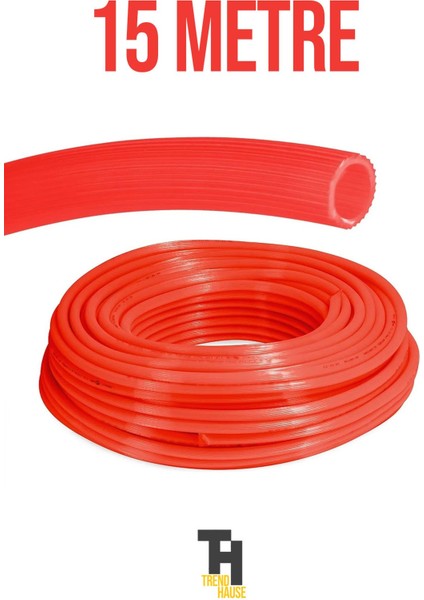 1/2 Silikonlu Dayanıklı Bahçe Hortumu (15 Metre) Kırmızı