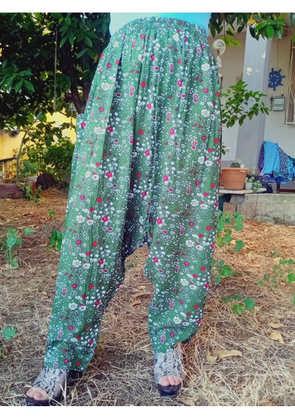 Viskon Basma Kumaş Çiçek Desenli Cepli Şalvar %100 Pamuk 38 Beden 100 Kiloya Kadar modelleri