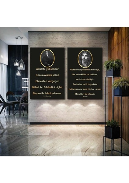 Ikili Kanvas Tablo Seti, Ofis ve Hukuk Temalı Renkli Dekorasyon