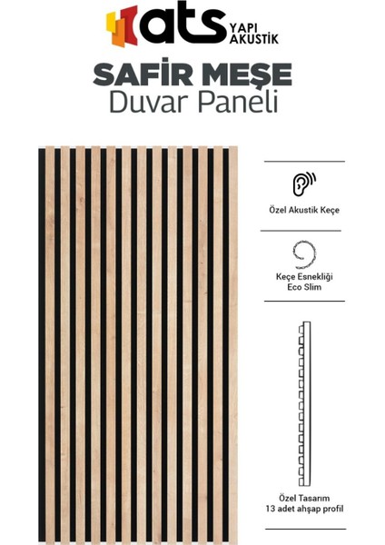 Ahşap Akustik Duvar Paneli 60X280 cm Safir Meşe Rengi