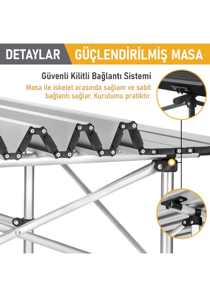 Güçlendirilmiş Alüminyum Katlanır Kamp Masası, Outdoor Masa, Piknik Masası 70X70X60CM Siyah modelleri