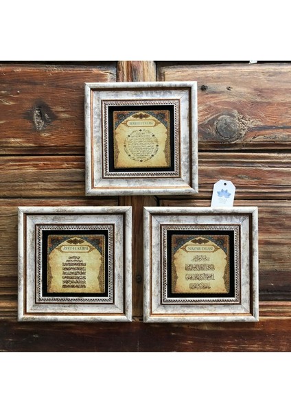 Turuncu Taşlı Çerçeveli Duvar Dekoru Tablo Seti 20X20 Cm, Bereket ve Nazar Koruma