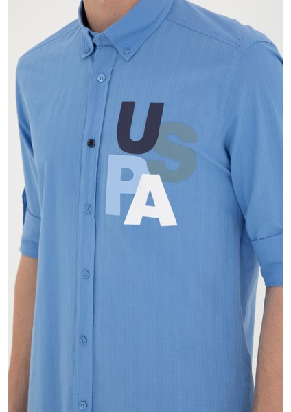 Erkek Açık Mavi Gömlek Desenli 50283781-VR003