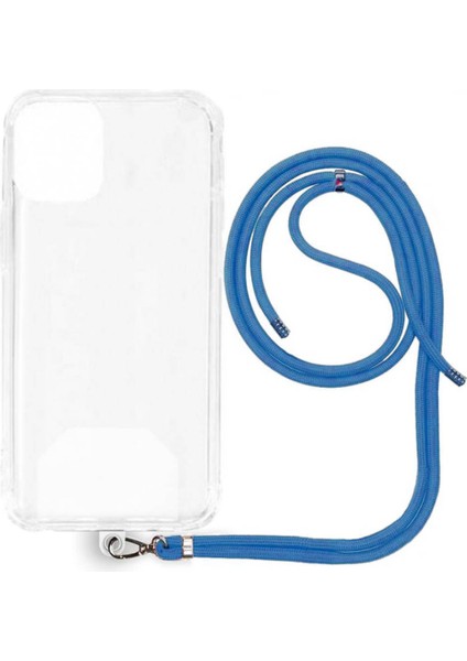 Xiaomi Redmi Note 8 İp Askılı Şeffaf Silikon Kılıf Mavi