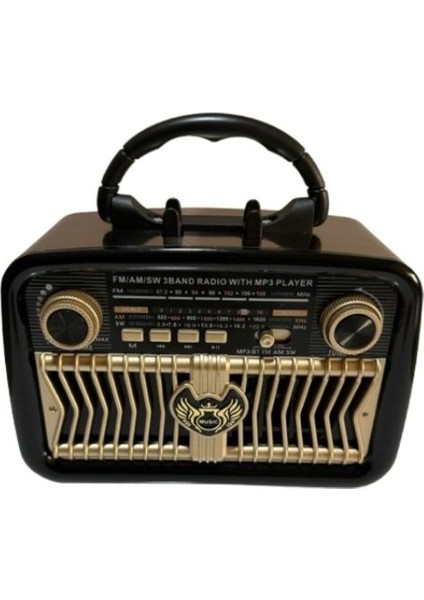 Nostalji Bluetooth USB Sd Kart Radyo Mp3 Müzik Kutusu Bej, Taşınabilir ve Şık Tasarım