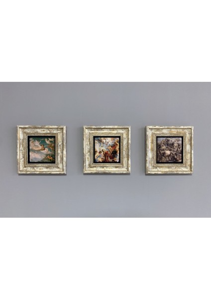 Renkli 20X20 cm 3'lü Taşlı Çerçeveli Tablo Seti, Şık Dekorasyon Için Ideal. fiyatları