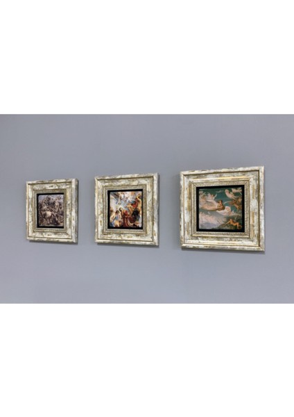 Renkli 20X20 cm 3'lü Taşlı Çerçeveli Tablo Seti, Şık Dekorasyon Için Ideal. modelleri
