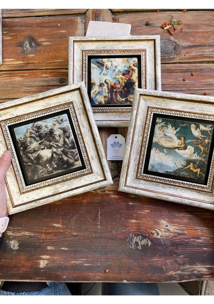 Renkli 20X20 cm 3'lü Taşlı Çerçeveli Tablo Seti, Şık Dekorasyon Için Ideal. fırsatları