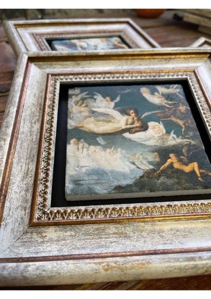 Renkli 20X20 cm 3'lü Taşlı Çerçeveli Tablo Seti, Şık Dekorasyon Için Ideal.