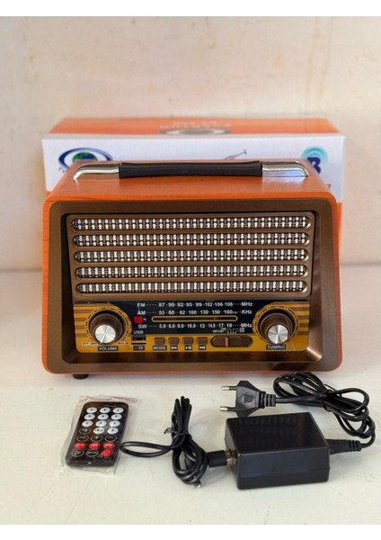 Kahverengi Nostaji Radyo ve Müzik Kutusu, Bluetooth, Usb, Sd, Fm, Büyük Boy