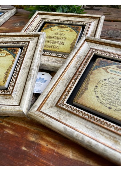 Turuncu Taşlı Çerçeveli Duvar Dekoru Tablo Seti 20X20 Cm, Bereket ve Nazar Koruma modelleri