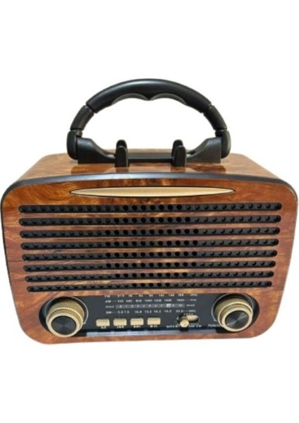 Nostalji Müzik Kutusu Bluetooth USB Sd Radyo Mp3 Player Bej