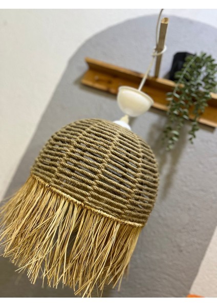 Doğal Jüt ve Rafya ile Şık Bohem Avize, Salon, Çocuk Odası, Teras ve Balkon Için. fırsatları