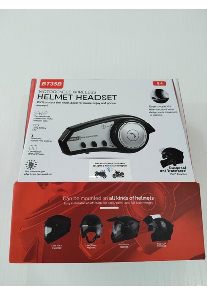 BT35B Iki Cihaz Eşleşme Özellikli Rgb Renkli Işıklı Motosiklet Bluetooth Kask Kulaklığı Interkom fırsatları