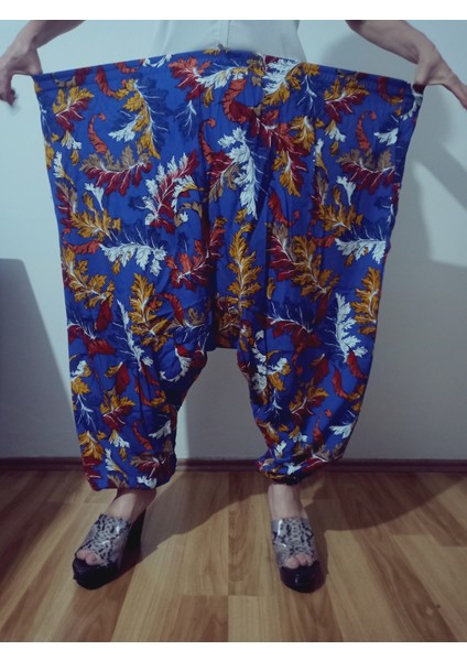 Viskon Basma Kumaş Çiçek Desenli Cepli Şalvar %100 Pamuk 38 Beden 100 Kiloya Kadar modelleri