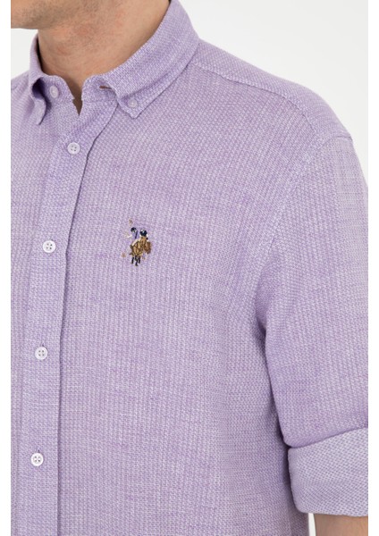 Erkek Lila Gömlek Desenli 50283699-VR034