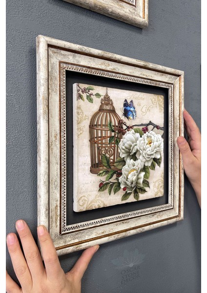 Renkli Taş Çerçeveli Tablo, Kelebek ve Çiçeklerle Duvara Şıklık Katın modelleri