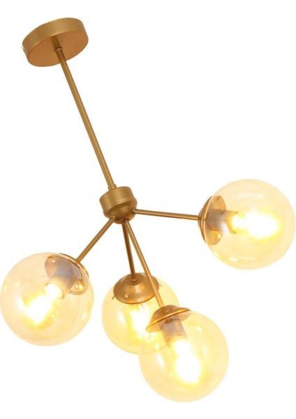 Eserli 4'lü Eskitme Avize, Bal Camlı, Modern ve Şık Dekorasyon Parçası modelleri