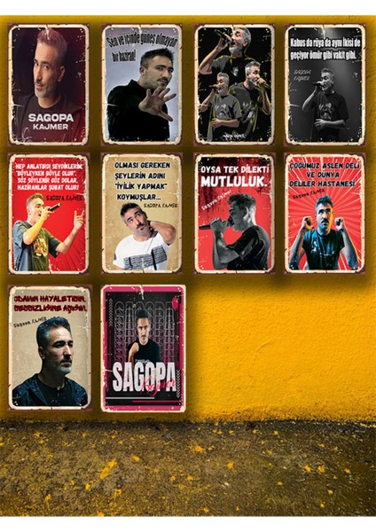 10'lu Renkli Retro Ahşap Tablo Seti 20X30 cm