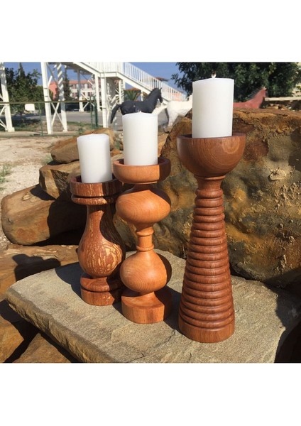 Ahşap Dekoratif Mumluk Şamdan 25X22X19 Cm, Mum Çapı 5,5 cm indirimleri