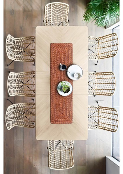 El Yapımı Örgü Kiremit Köşeli Runner 37X136, Şık ve Doğal Tasarım