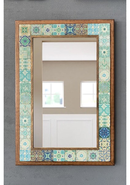 Turuncu Tonlarda Masif Çerçeveli Mozaik Taş Ayna 43X63 Cm, Etnik Desenli indirimleri