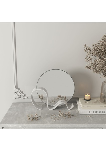 Şık Bohem Masa ve Makyaj Aynası, Çerçevesiz Amorf Tasarım, 22 Cm, Beyaz fiyatları