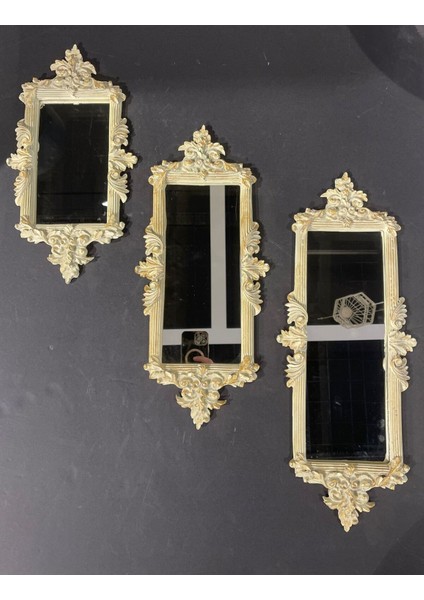 Şık Bej ve Altın Tonlarında 3'lü Dikdörtgen Ayna Takımı indirimleri