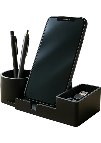 Masaüstü Telefon Standı ve Organizer – Siyah fiyatları