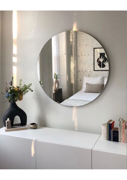 Şık Yuvarlak Ayna, Dekoratif ve Konsol Için 45CM Çap, Parlak Gümüş Renk modelleri