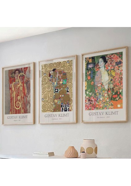 Kahverengi Ahşap Çerçeveli 3'lü Soyut Tablo, Şık ve Modern Duvar Dekoru