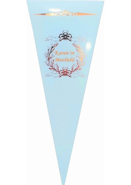 Mevlüt Külah Lokumluk Şekerlik Kutusu Gold Yaldızlı Mavi Sünnet Bebek Mevlüd Düğün (6*15CM)25AD.
