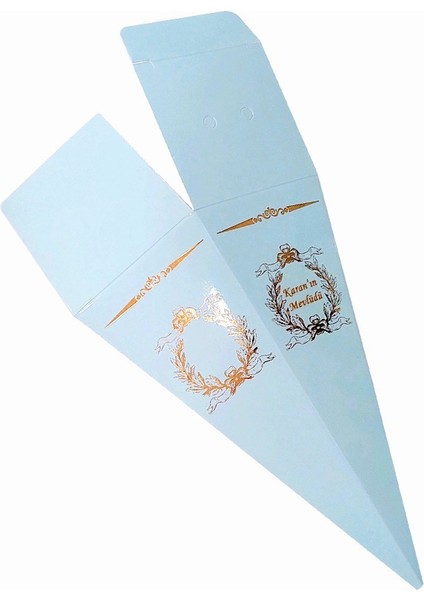 Mevlüt Külah Lokumluk Şekerlik Kutusu Gold Yaldızlı Mavi Sünnet Bebek Mevlüd Düğün (6*15CM)25AD. modelleri