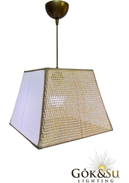Modern Bej Rattan Avize, Şık ve Rustik Tasarım, Evinizde Sıcak Atmosfer Yaratır