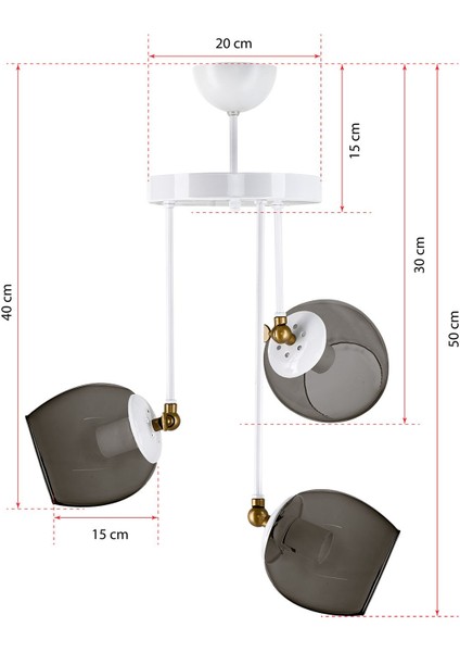 Modern Füme Camlı Üçlü Blanco Avize, Şık ve Zarif Tasarım, Şık Aydınlatma Seçeneği modelleri