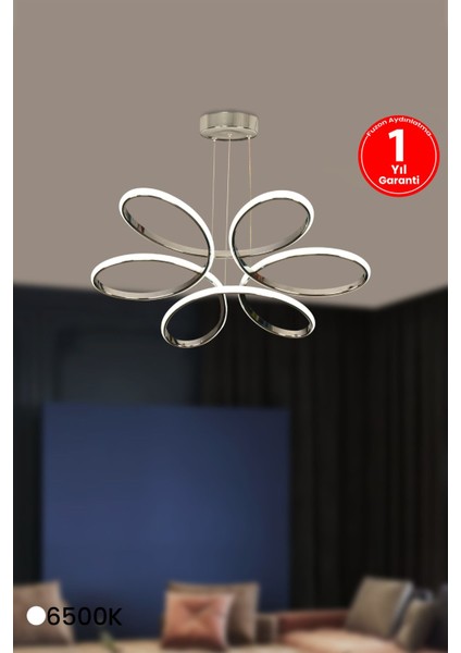 Orkide Medium Krom Kasa Beyaz Işık LED Avize, Oturma ve Salon Dekorasyonu Için Şık Seçenek