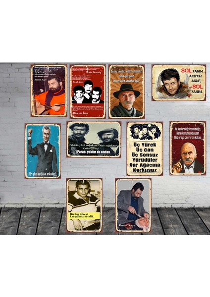 Renkli 10'lu 20X30 cm Ahşap Tablo Seti, Sanat ve Anlam Dolu Dekorasyon Öğeleri