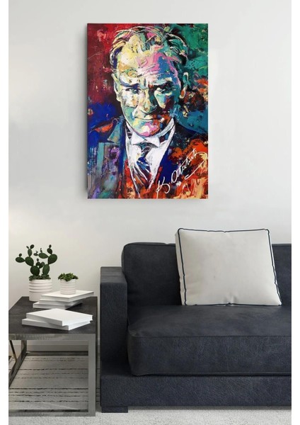 Renkli Atatürk Portre Kanvas Tablo, Dekoratif ve Şık Ev ve Ofis Dekoru fiyatları