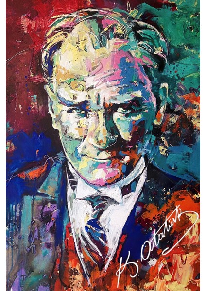 Renkli Atatürk Portre Kanvas Tablo, Dekoratif ve Şık Ev ve Ofis Dekoru modelleri