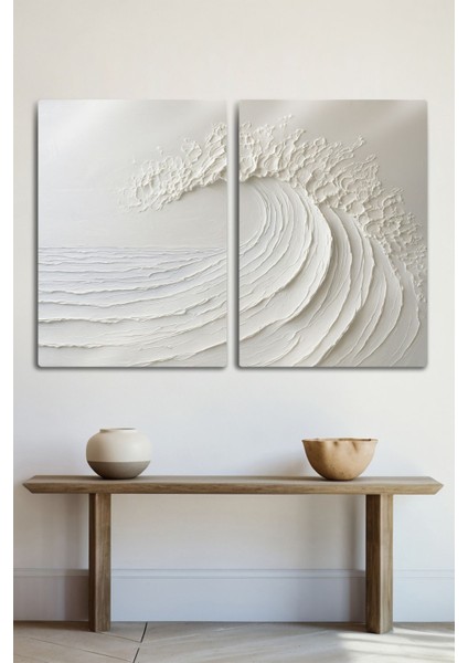 Iki Parça 3D Metal Dalga Tablosu, Ev ve Ofis Dekoru Için Şık ve Modern Tasarım
