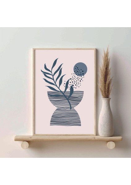 Mavi Ahşap Çerçeveli 3 Lü Soyut Tablo, Ev ve Ofis Dekorasyonu Için Şık Seçenek