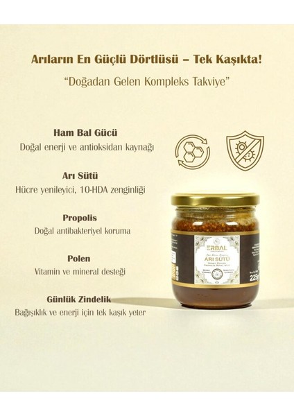 Ham Ballı Arı Sütlü Propolisli Polenli Macun