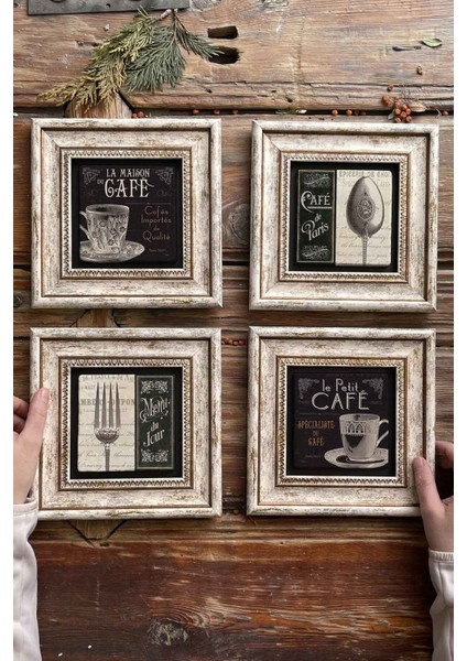 Renkli Taş Tablo Seti 20X20CM, Duvar Dekoru, 4'lü Paket, Şık ve Modern Tasarım