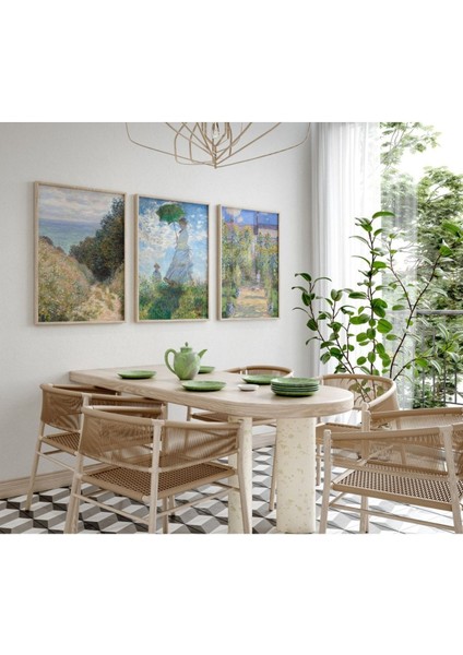 Doğal Ahşap Çerçeveli 3'lü Tablo Seti, Şık ve Doğal Dekorasyon Için Ideal Seçim