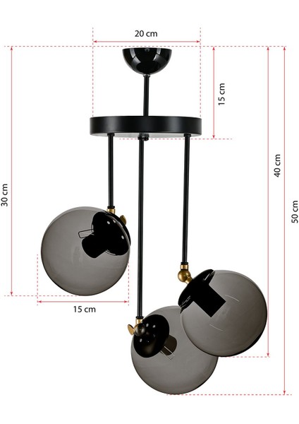 Üçlü Nero Modern Avize, Füme Gloop Cam, Şık ve Modern Aydınlatma Seçeneği modelleri